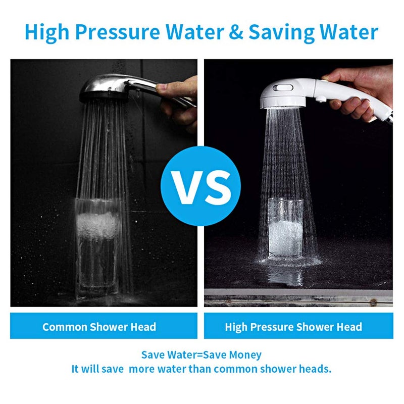 KAIYING Drill-Free High Pressure Handheld Shower Head with ON/OFF Pause Switch 3 Spray Modes Water Saving Showerhead, Detachable Shower-Head, (G:Shower Head (White)+Bracket+Hose) - Image 3